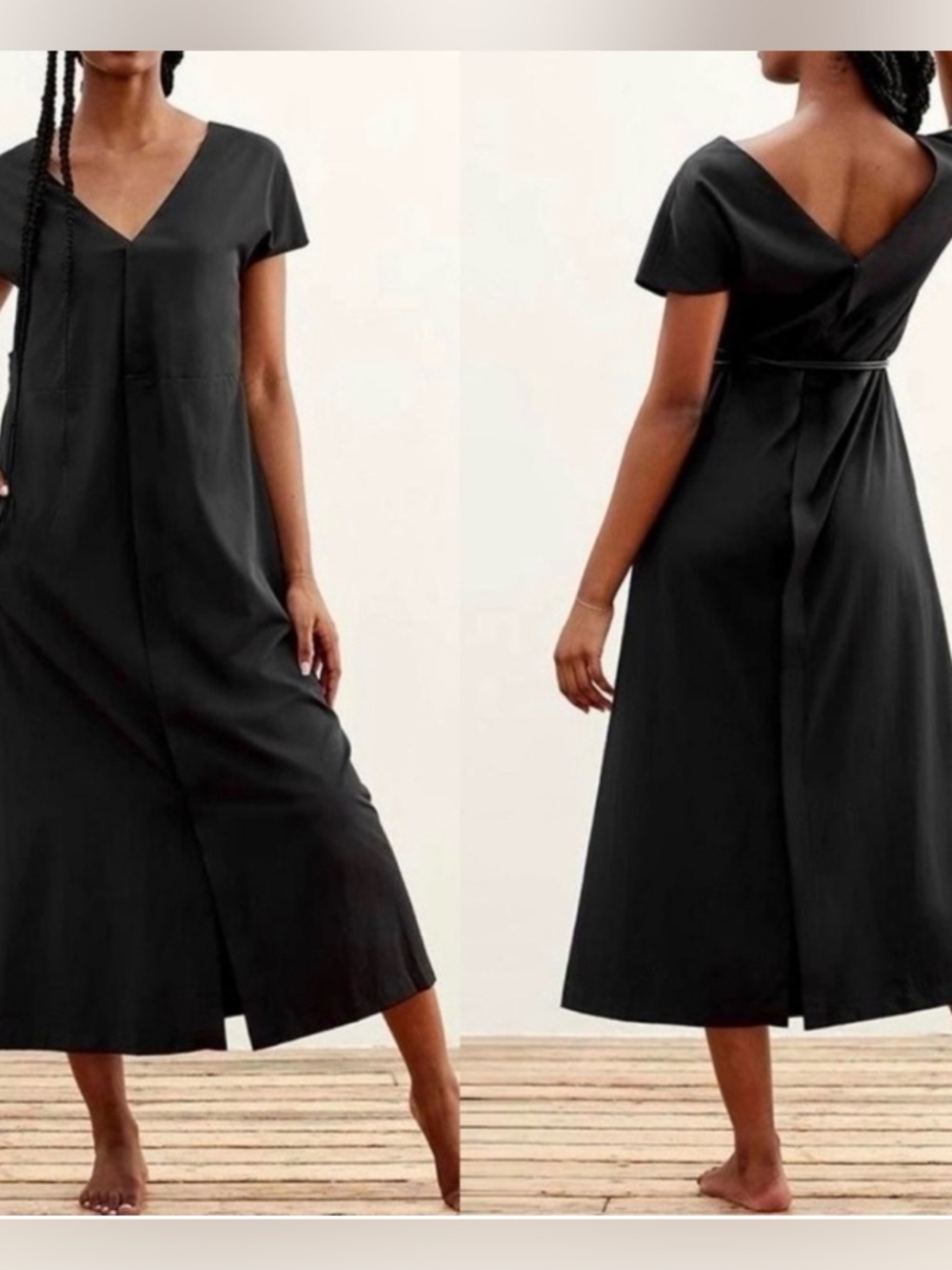 Aday Black Super Swish Reversible Maxi Dress Size Medium